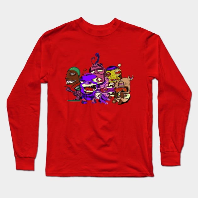 Monster collage 5, street art style Long Sleeve T-Shirt by Country Gal